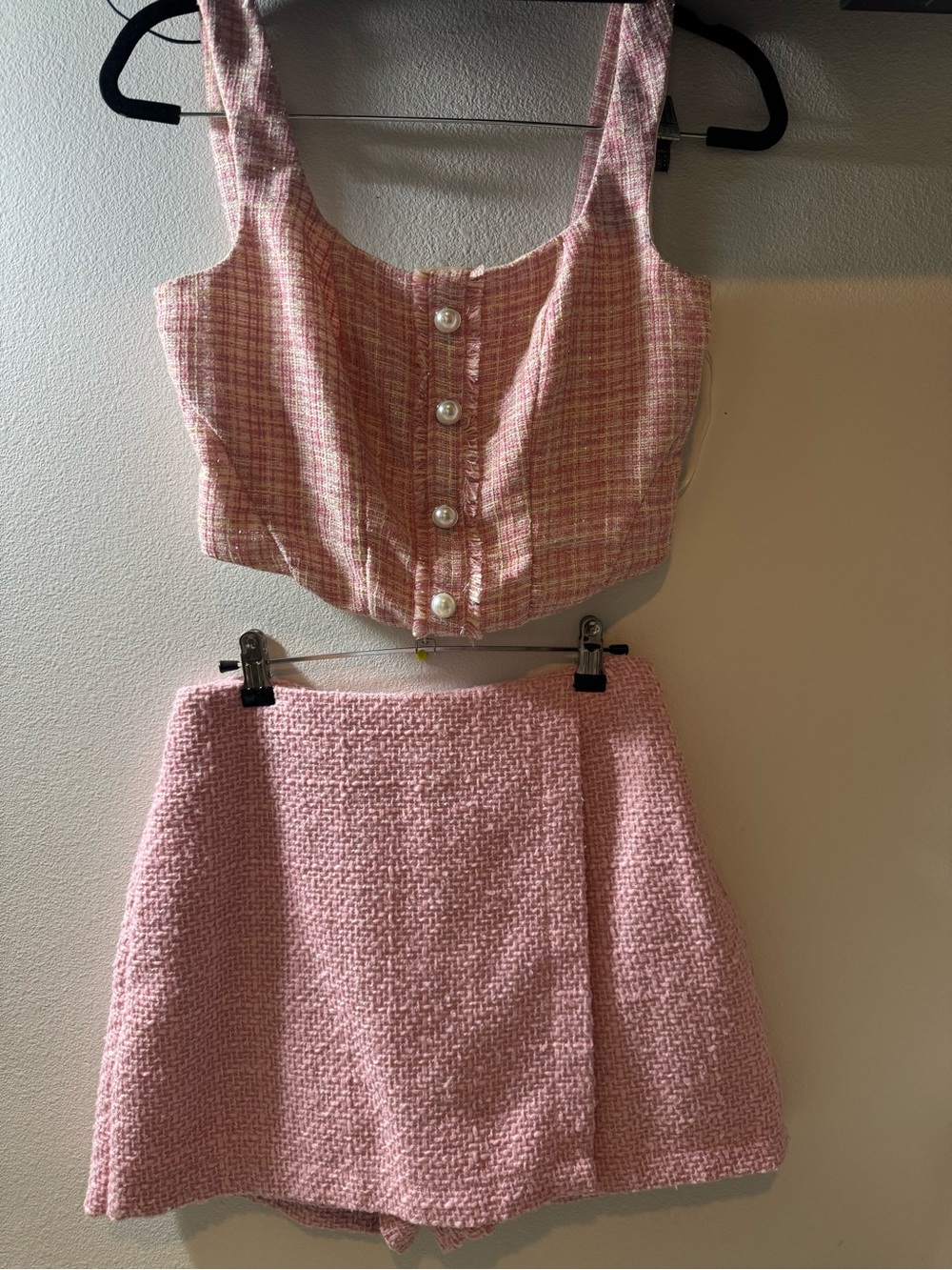 Amazon Pink Tweed Mini Skirt - Women's